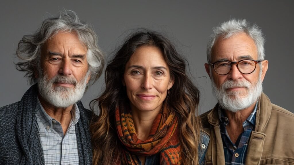 Isolated Three Generations Family Portrait – Stock Photo