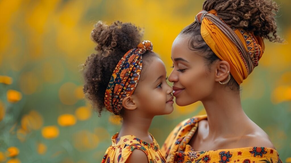 Joyful Bond Ethnic Mother and Daughter Playful in Pink – Stock Picture