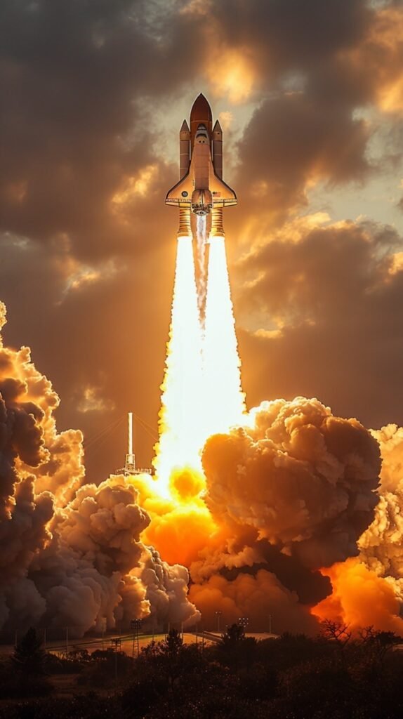 Kennedy Space Center Launch Space Shuttle Atlantis Lifts Off – Stock Photo from Florida