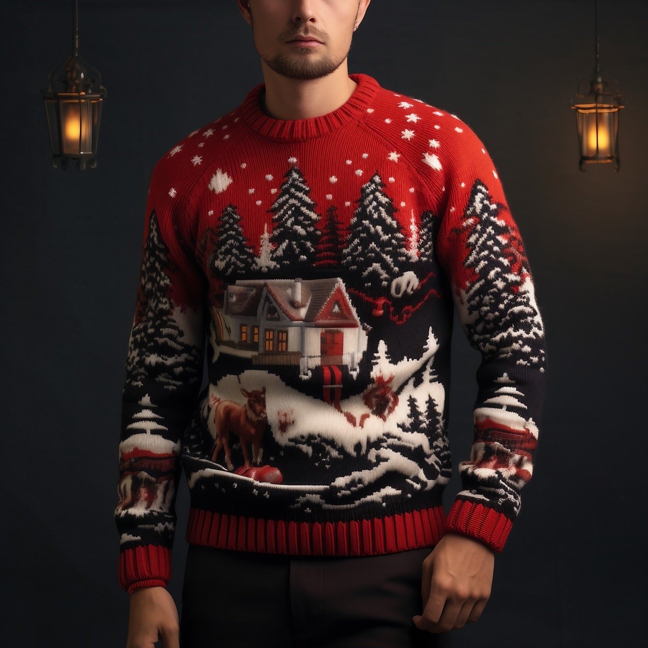 Men wearing sweaters during the Christmas season