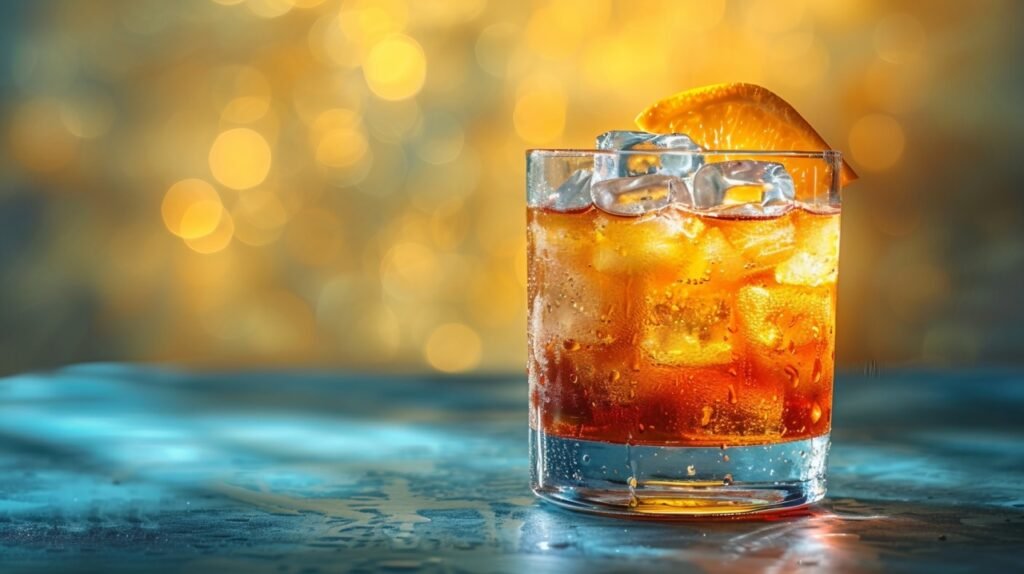 Negroni art Distinct shadow, graphic background – Stock image of classic cocktail presentation