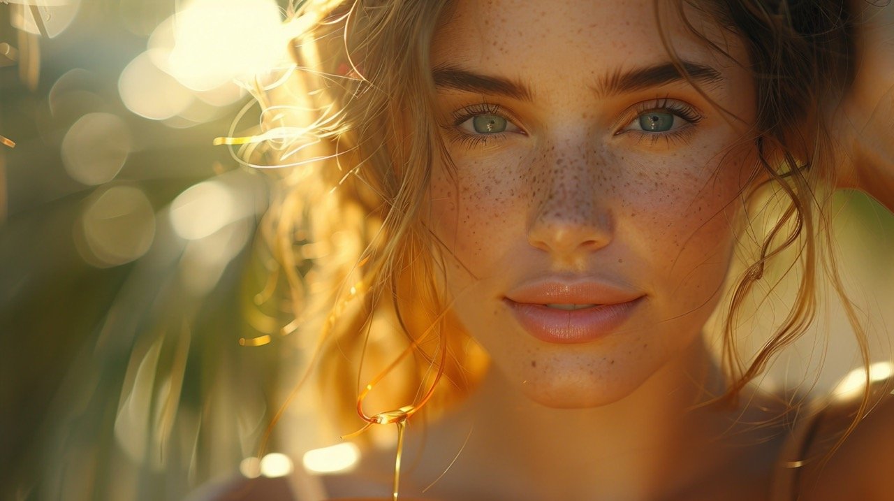 Outdoor Refreshment Young Beauty’s Portrait with Refreshing Drink in Natural Surroundings