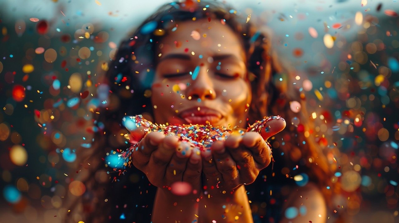 Party Celebration with Confetti – stock photo of people enjoying festive birthday and office celebrations