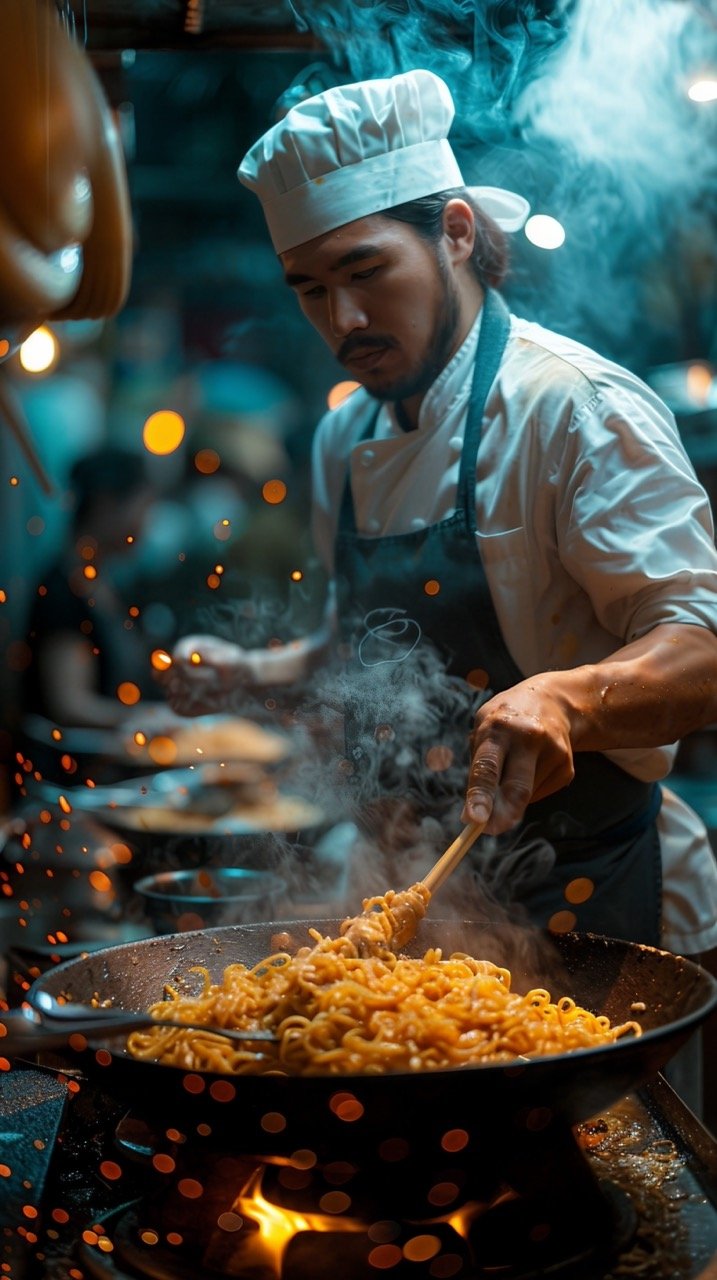 Prepping Ramen – Chef’s Culinary Expertise Captured in Vibrant Stock Photo