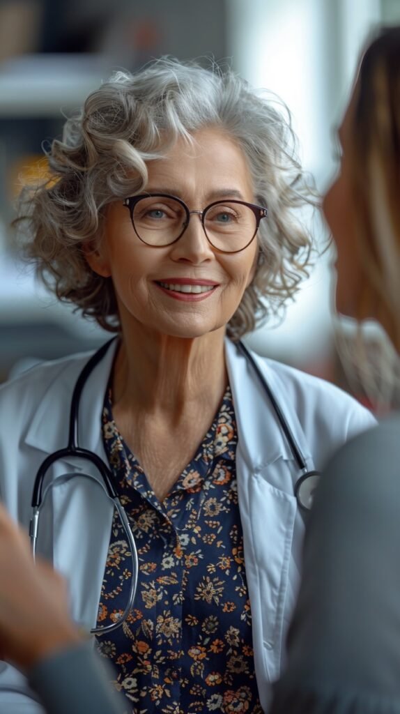 Senior Patient Preventive Health Check with Doctor – Elderly Woman in Hospital – Stock Photo