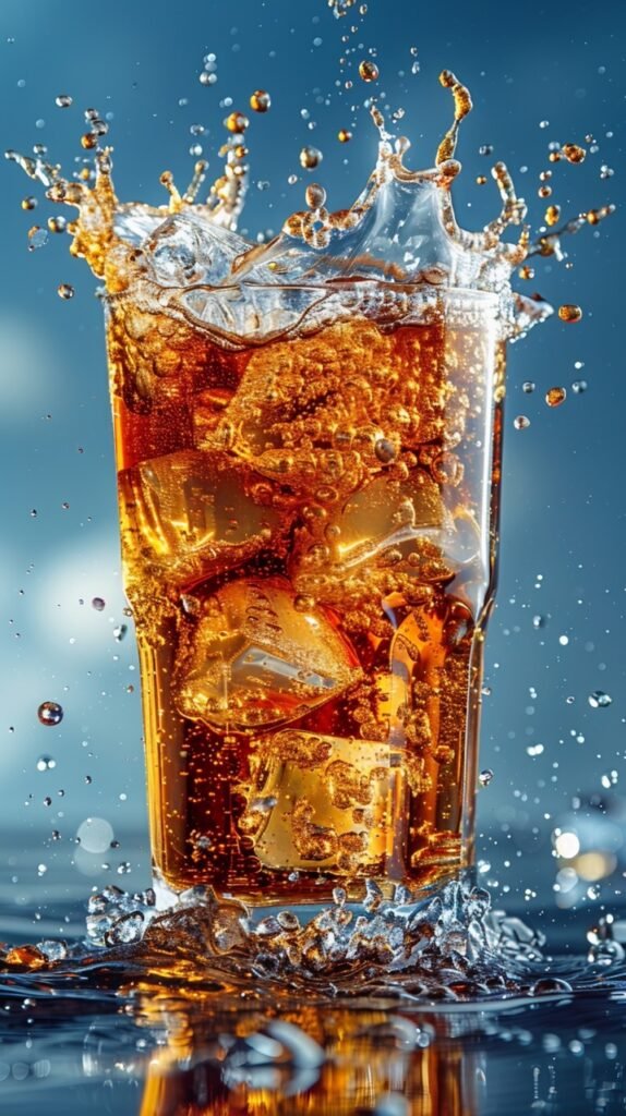 Soda splash Cola isolated – Stock image of a fizzy drink with a large splash on blue