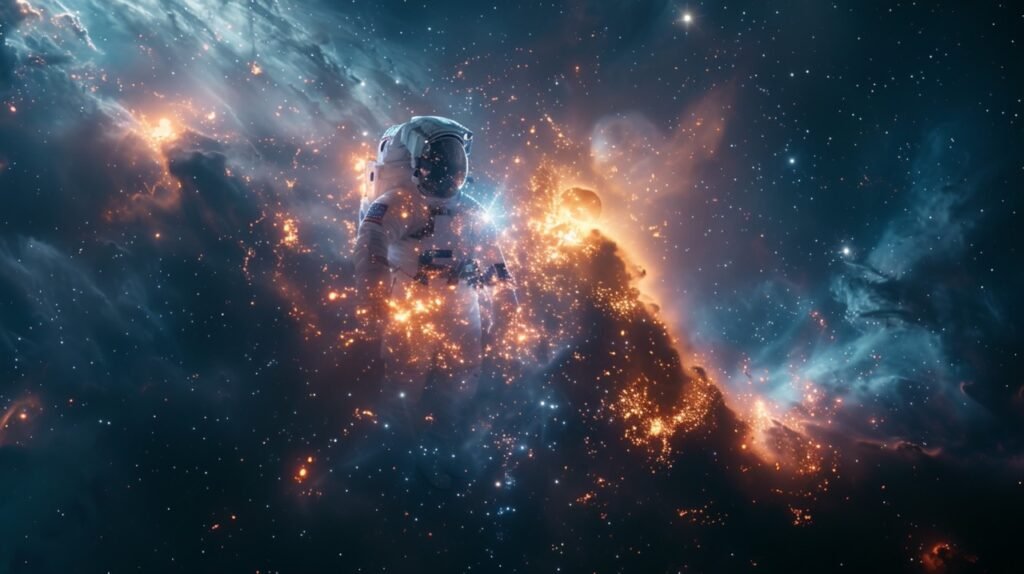 Space Stock Photo – Cosmonaut Lost in Deep Space, Astronaut Drifting Among Stars