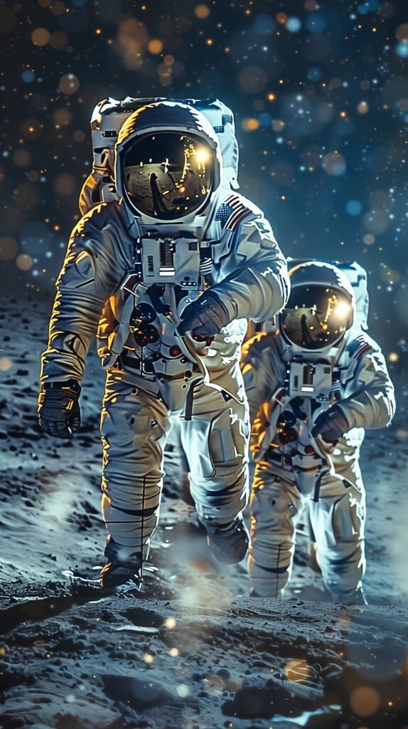 Stock Photo Astronauts Enjoy Soccer Match on the Moon’s Surface – Fun Lunar Sports Activity