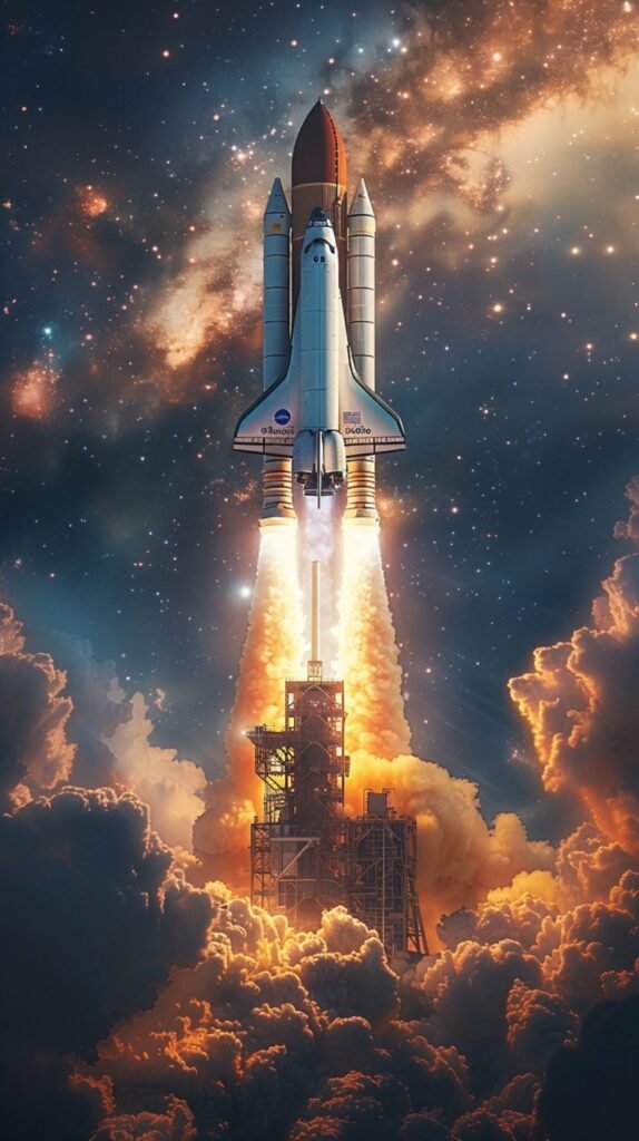 Stock Photo Iconic Space Shuttle Launch in Cape Canaveral, Florida, USA – Space Exploration Moment