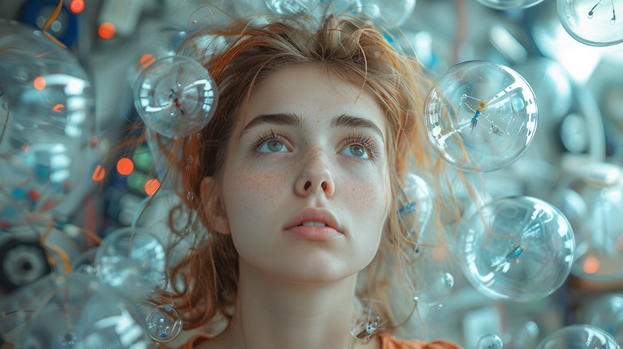 Stock Photo Young Woman Disposing of Electrical Items – Eco-Consciousness in Action