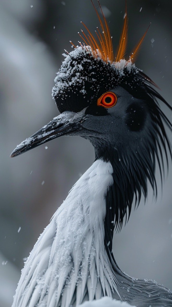 Swedish Lapland Crane – Majestic Bird in Snowy Landscape, Winter Wildlife Photography – Stock Image