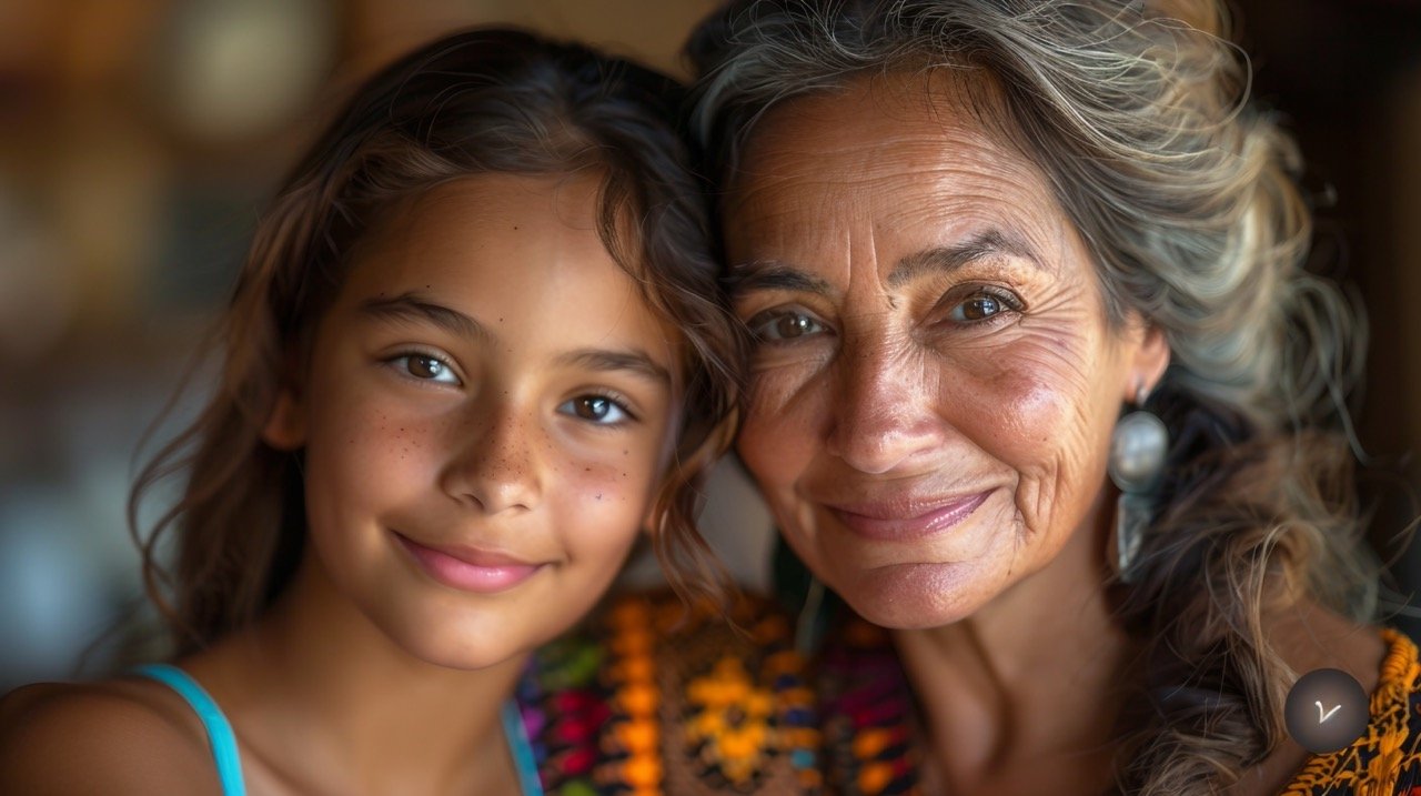 Warm Hug Between Hispanic Women – stock picture of a heartfelt embrace between a mother and daughter