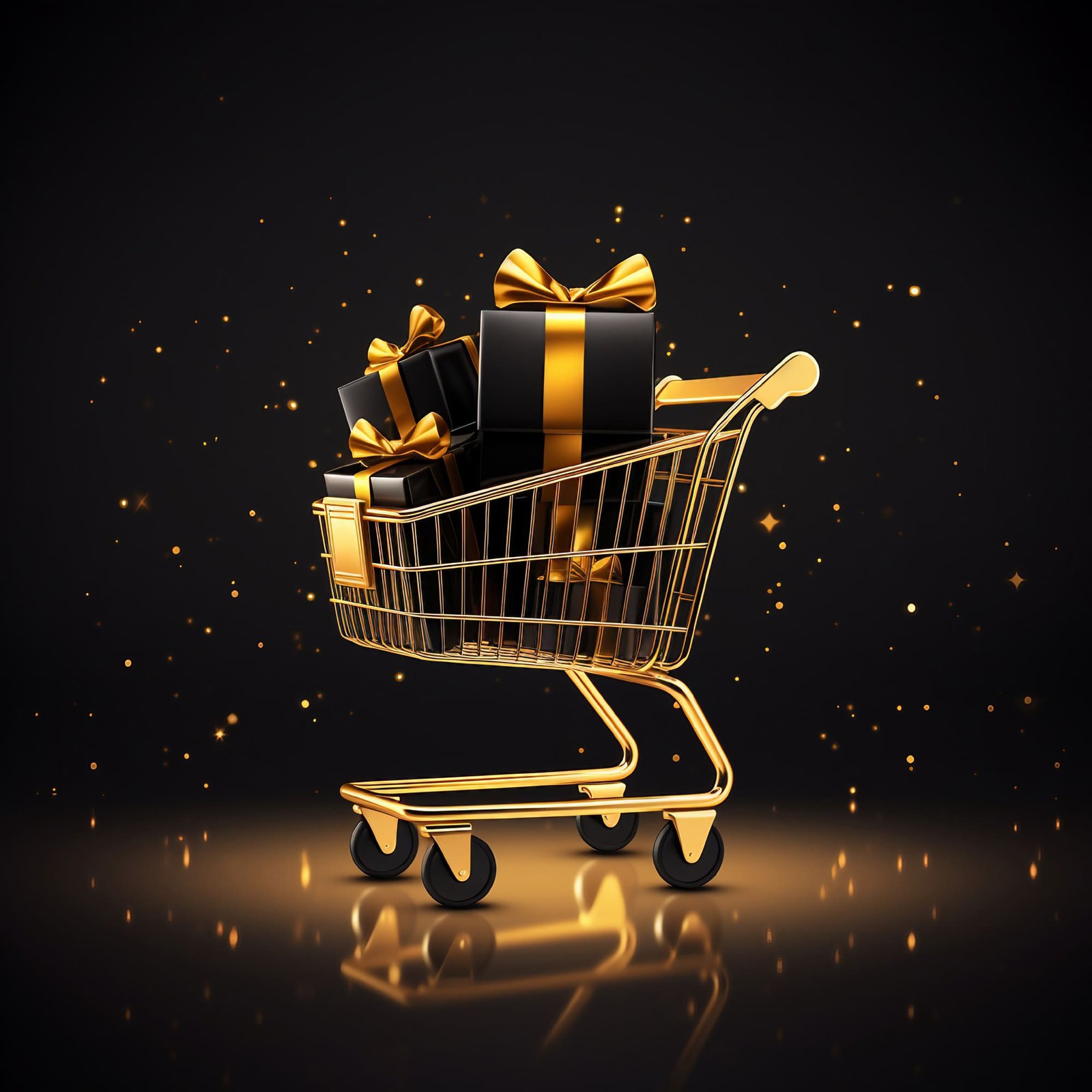 A banner promoting the Black Friday super sale, featuring a lifelike black shopping cart