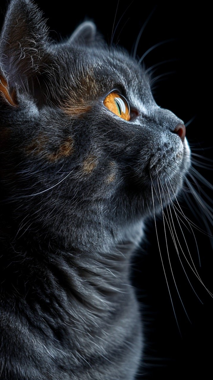 Adorable Scottish Fold Portrait Premium Stock Photo on Black Background