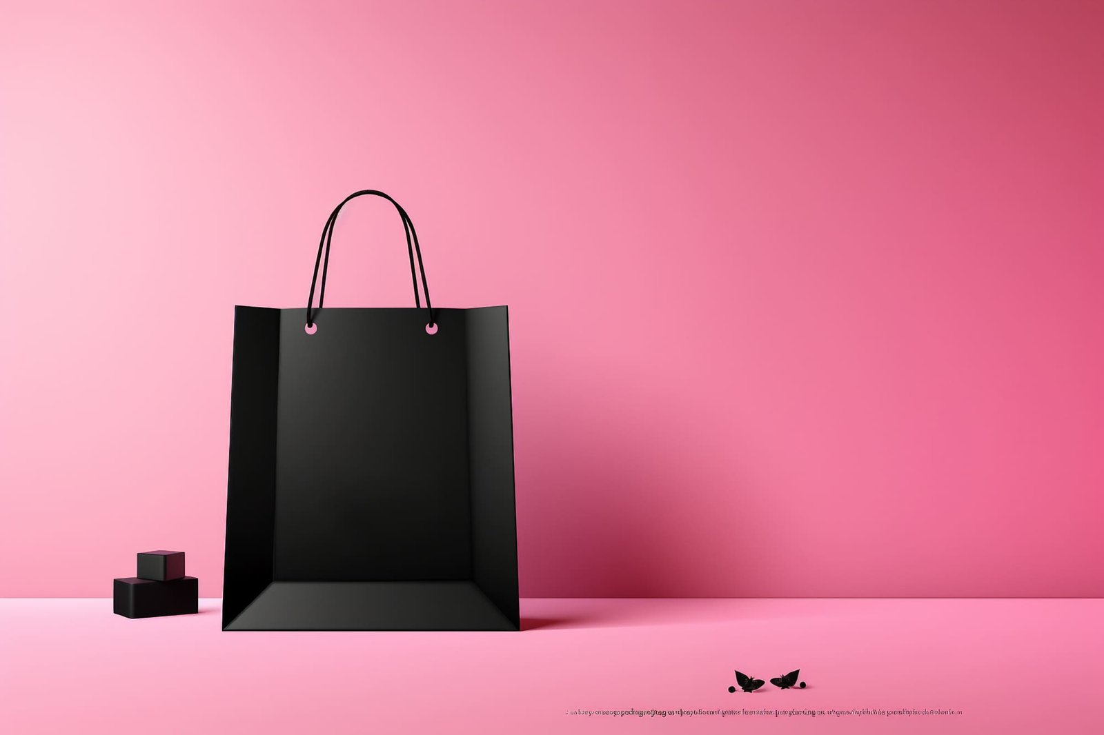 An illustration banner template for Black Friday sale, featuring a black shopping bag against a pink background