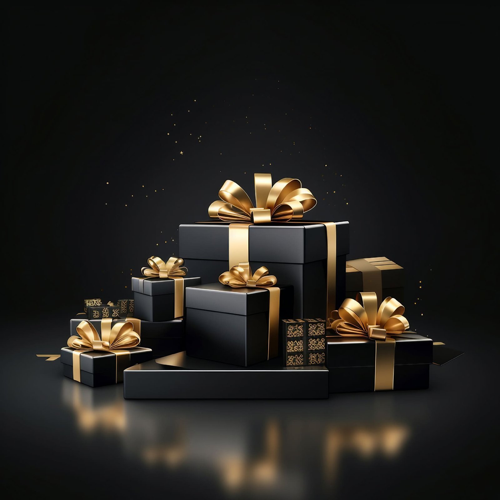 An illustrative representation of a Black Friday discount card, showcasing a gift box