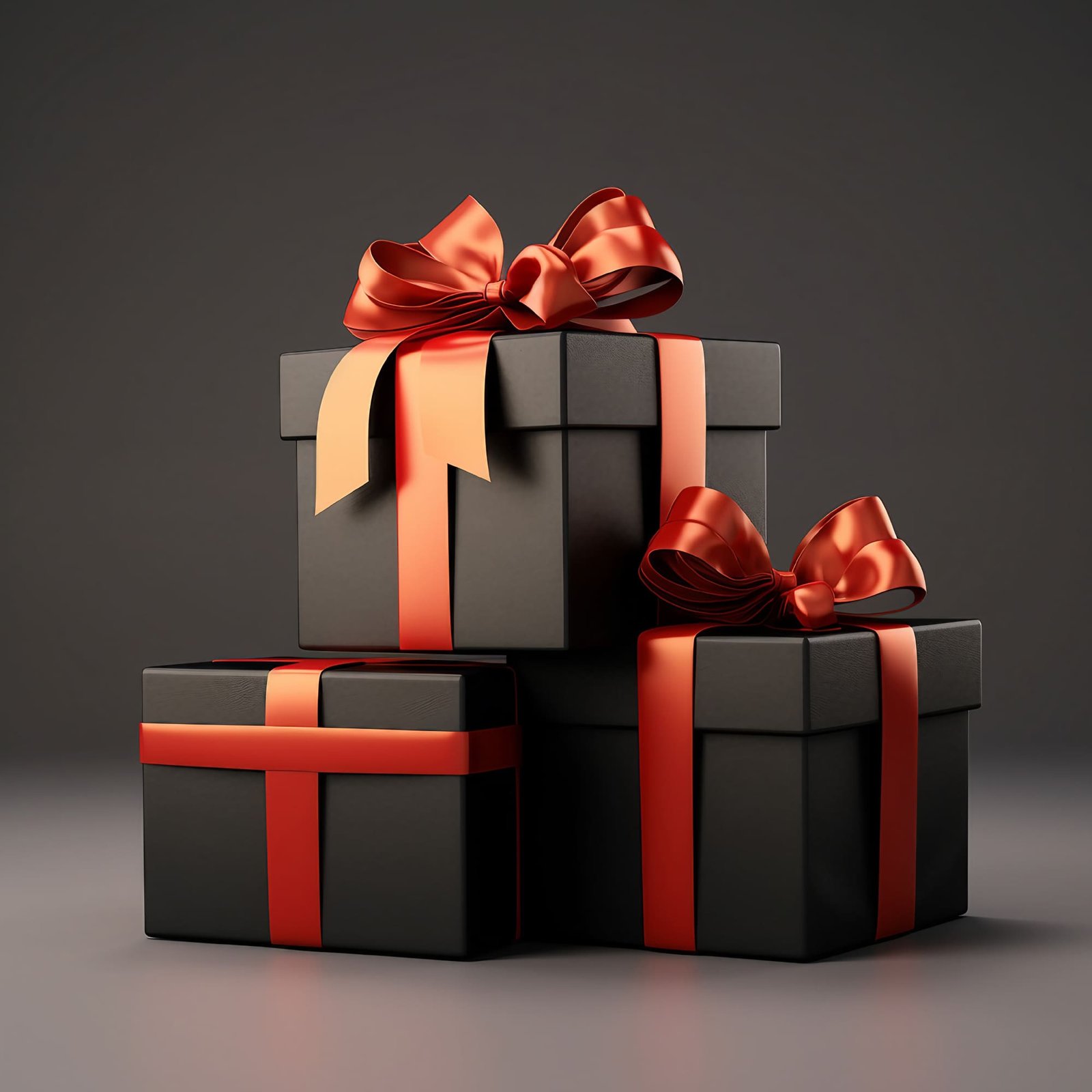 An image in a 3D render stock photo portrays the perfect gift box in dark and red shades, tailor-made for Black Friday promotion