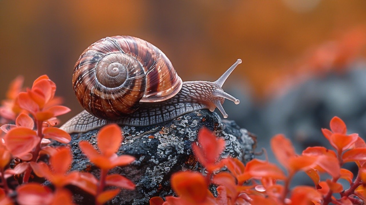 Burgundy Snail Variety High-Quality Stock Photo of Helix pomatia