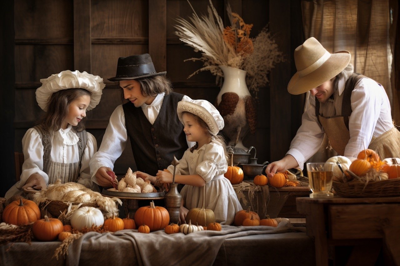 Cheerful Family Thanksgiving Celebration Stock Photo – Autumn Holiday Feast Image