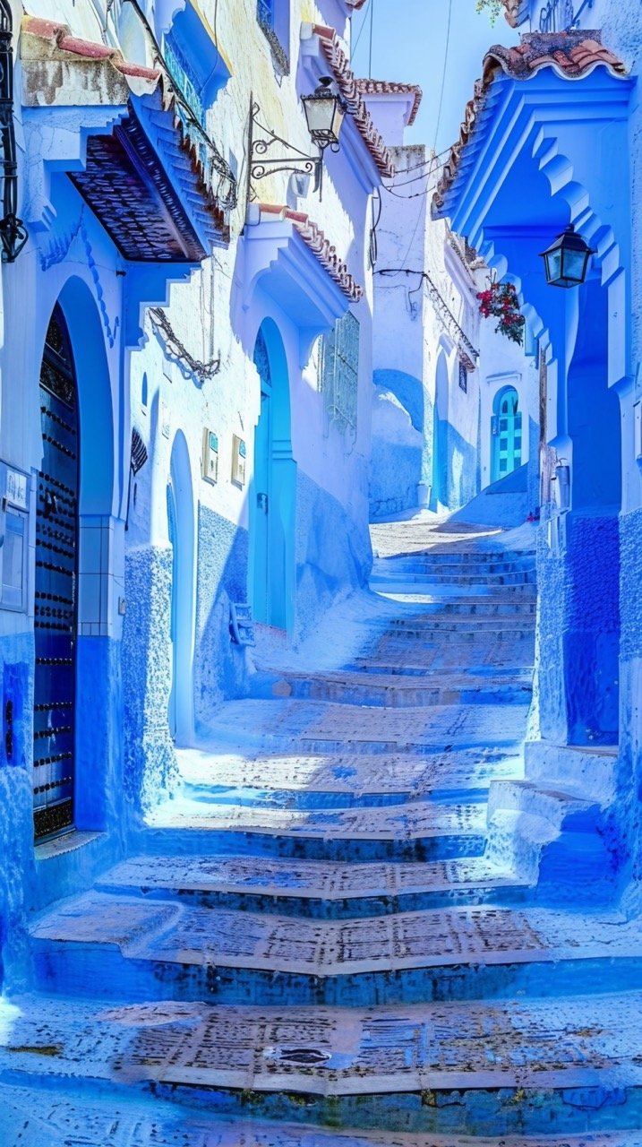 Chefchaouen’s Blue Streets – Captivating Stock Photo of Morocco’s Famous Blue City