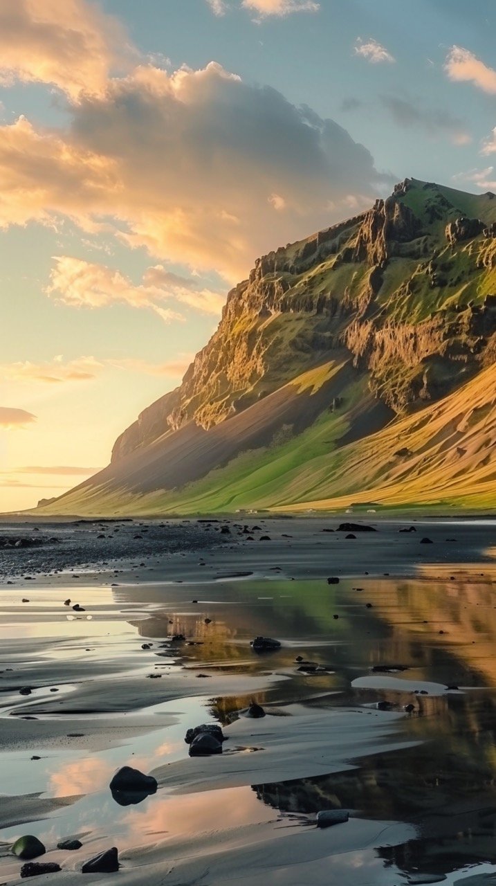 Coastal Mountain Landscape in Evening Light