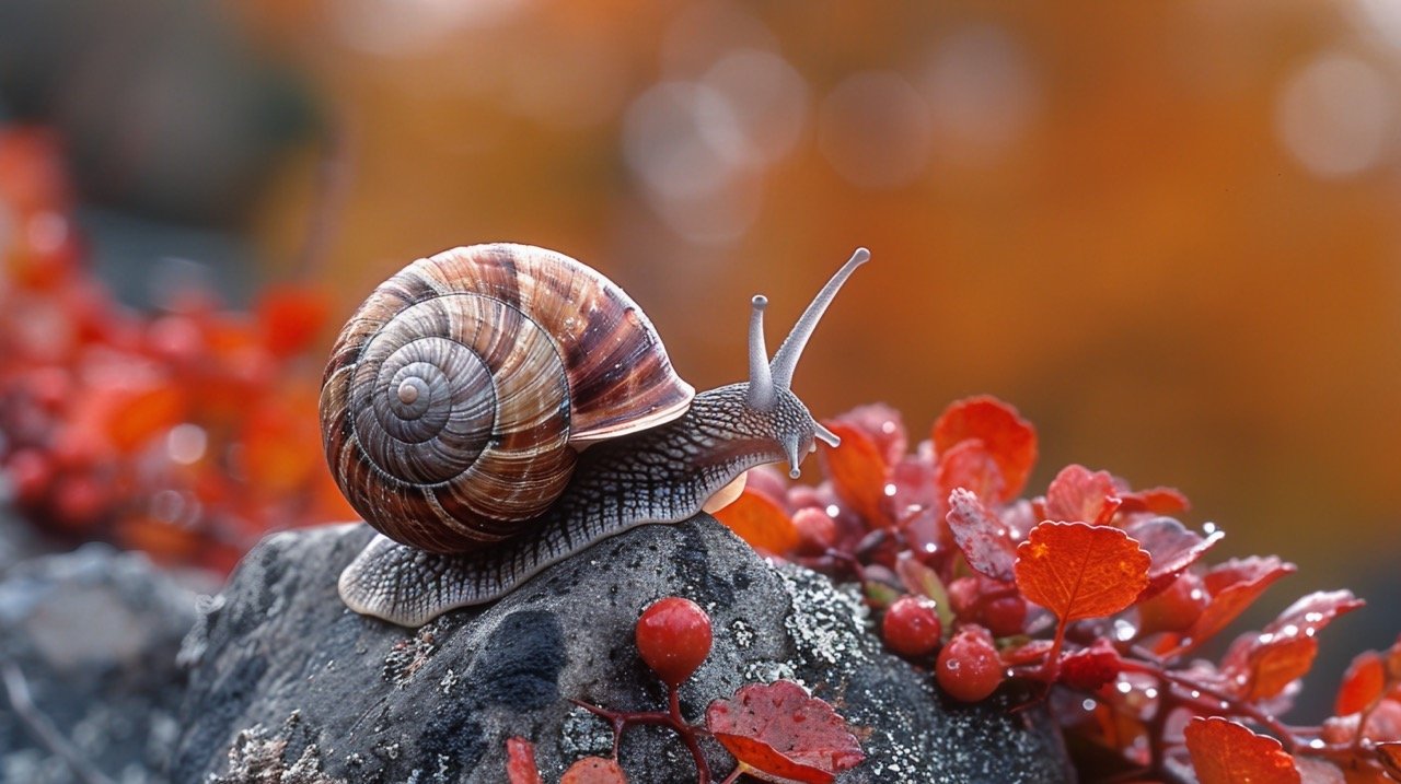 Edible Snail Portrait Premium Stock Photo of Helix pomatia