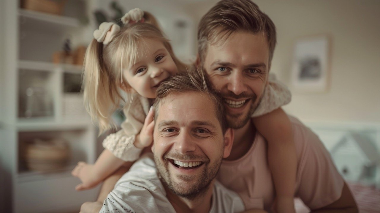 Father-Daughter Bonding at Home – Joyful Stock Photo