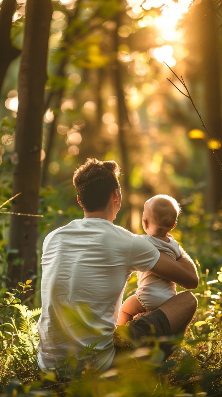 Father and Baby Boy Enjoying Nature Together – Outdoor Stock Photo