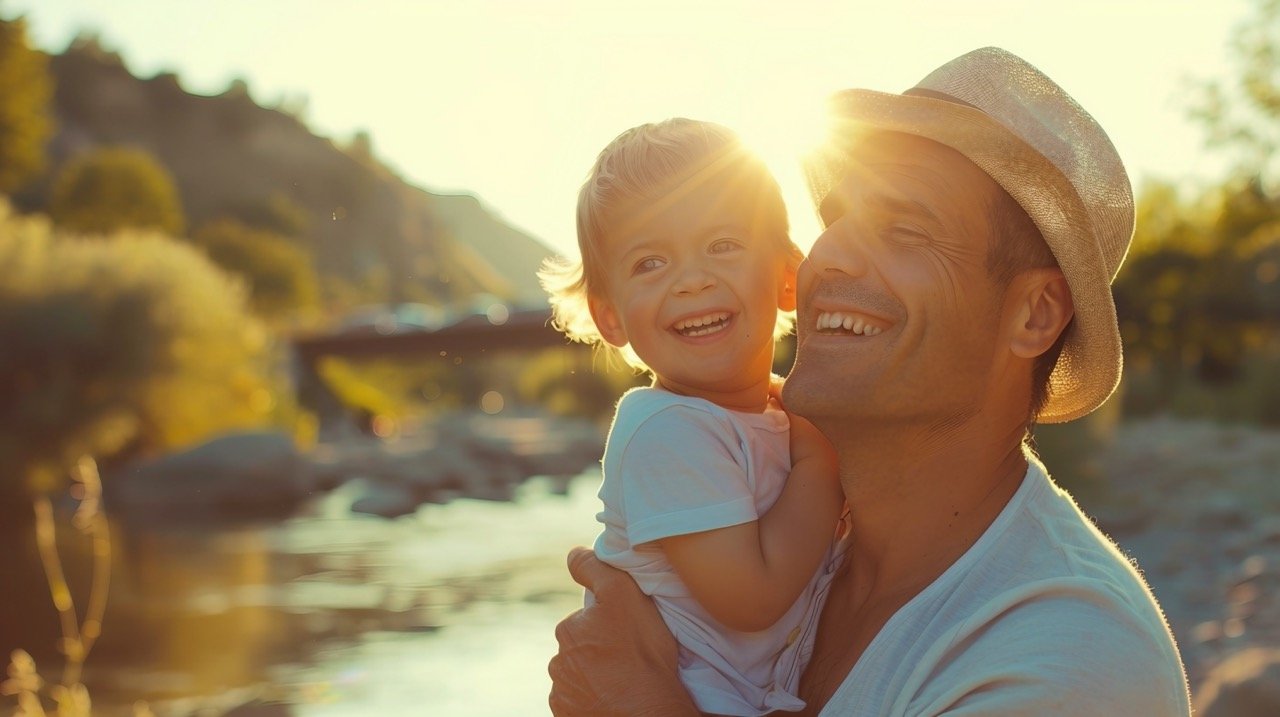 Father and Child Spending Time Outdoors – Heartwarming Stock Photo for Father’s Day