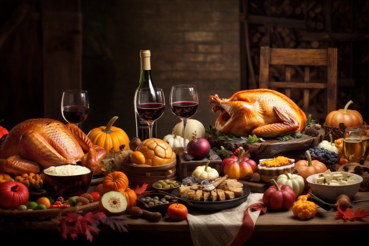 Happy Thanksgiving Day Family Gathering Stock Picture – Holiday Meal Celebration Photo