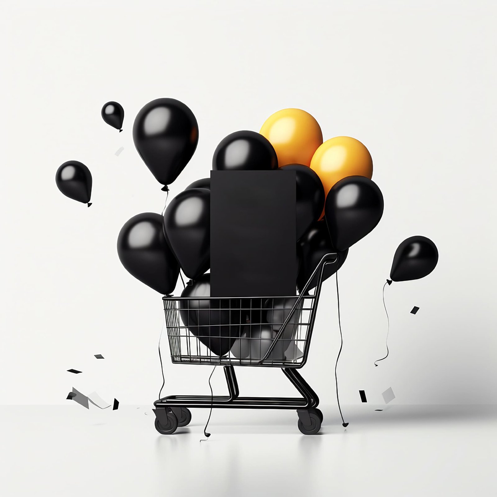 In this stock illustration, you’ll find a layout design template for a Black Friday sale banner, featuring black balloons