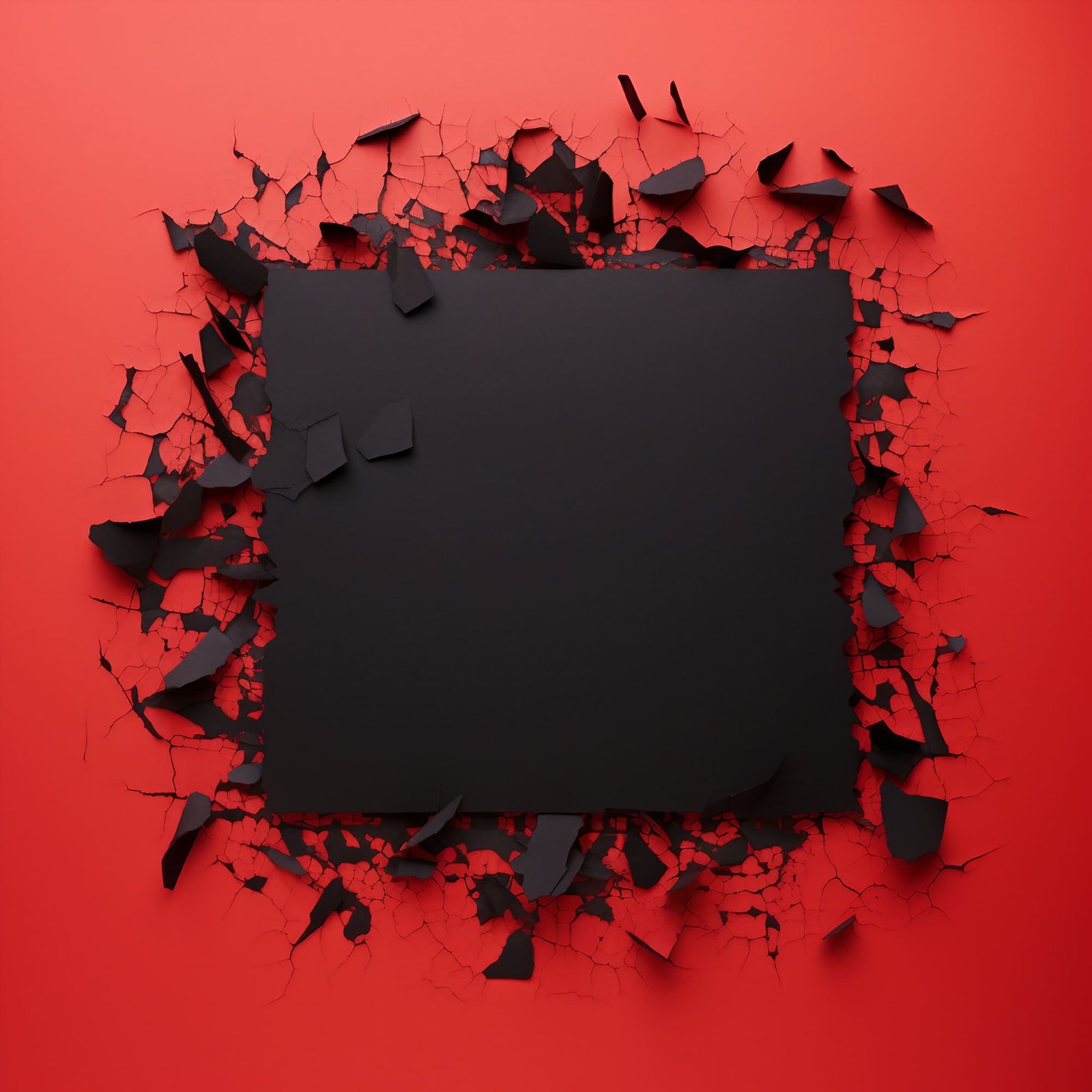 In this top view photograph, you’ll find black torn paper and the text ‘Black Friday’ set against a vibrant red backdrop