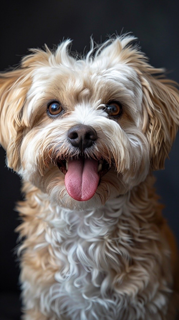 Lhasa Apso Tongue-Out High-Resolution Stock Photo of Studio Portrait