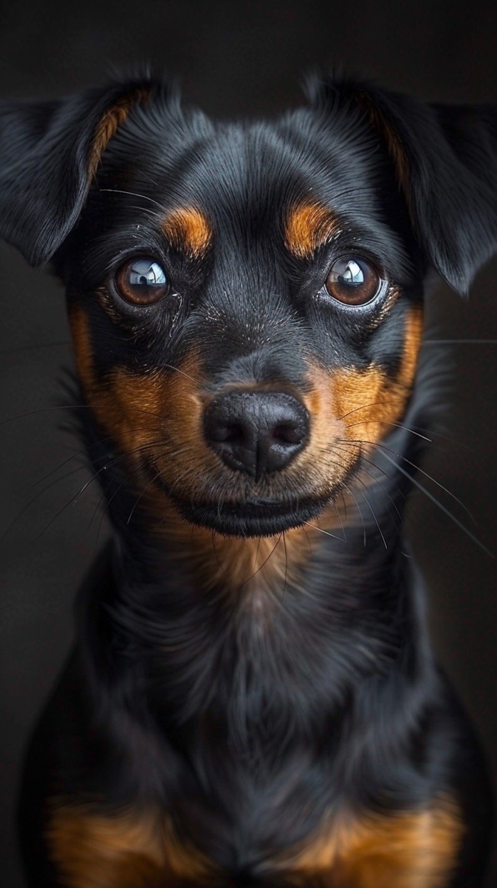 Lovely Miniature Pinscher High-Resolution Stock Photo of Dog on Gray Background