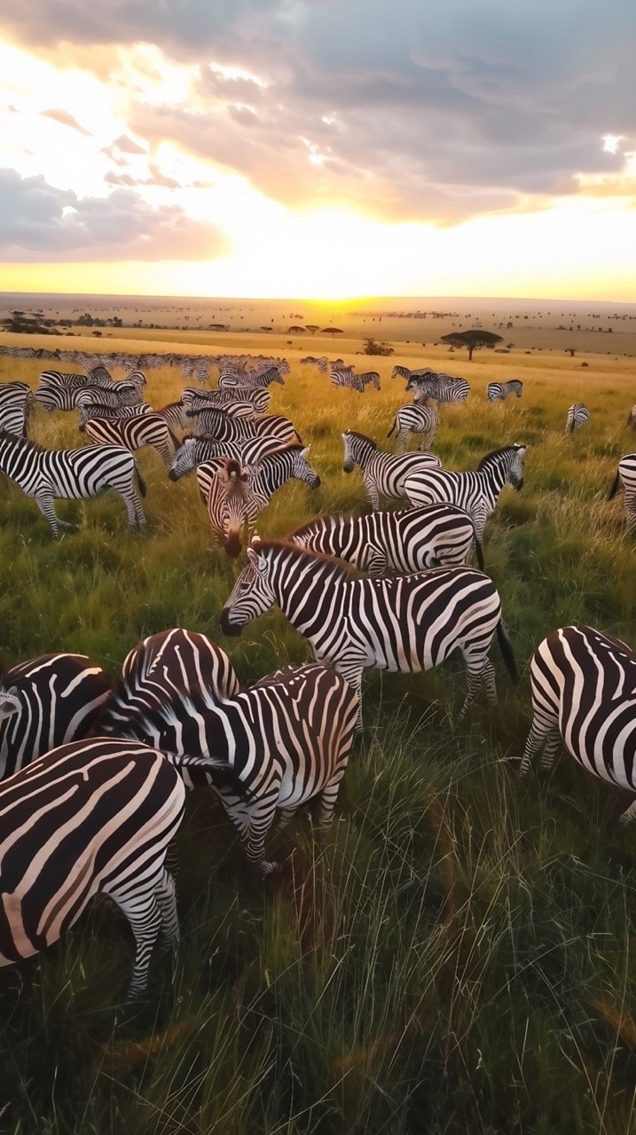 Masai Mara African Wildlife Safari – Stock Photo of Zebras at Golden Hour