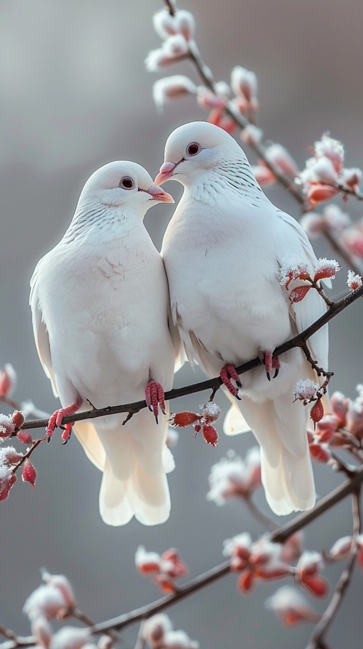 Peaceful White Doves Captivating Stock Image with Olive Branch