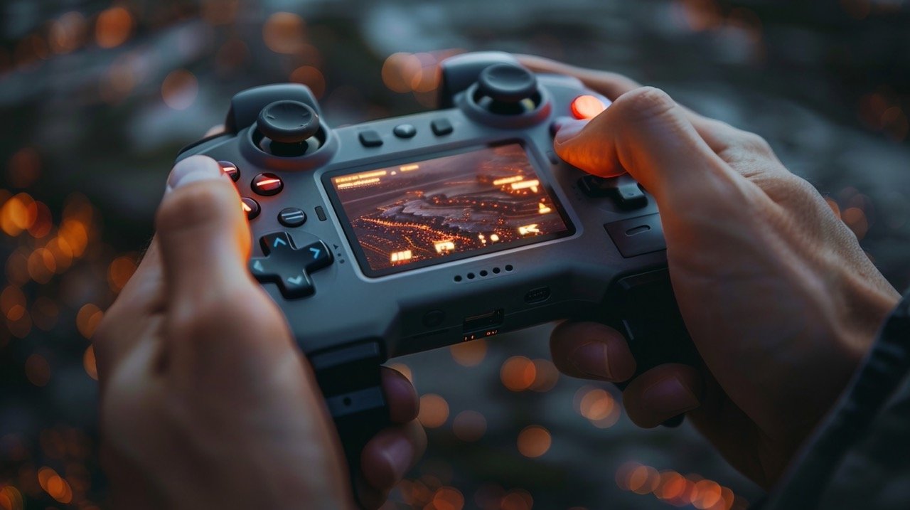 Person Holding Video Game Controller – Stock Image for Gaming Enthusiasts