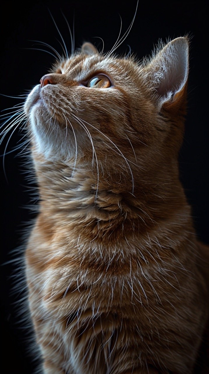 Scottish Fold Cat Portrait High-Quality Stock Photo on Black Background