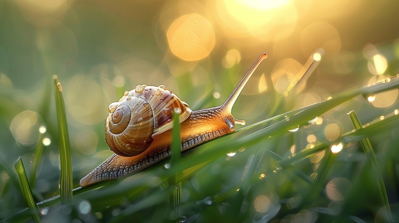 Stock Image of Snail on Blade of Grass – Nature Perspective