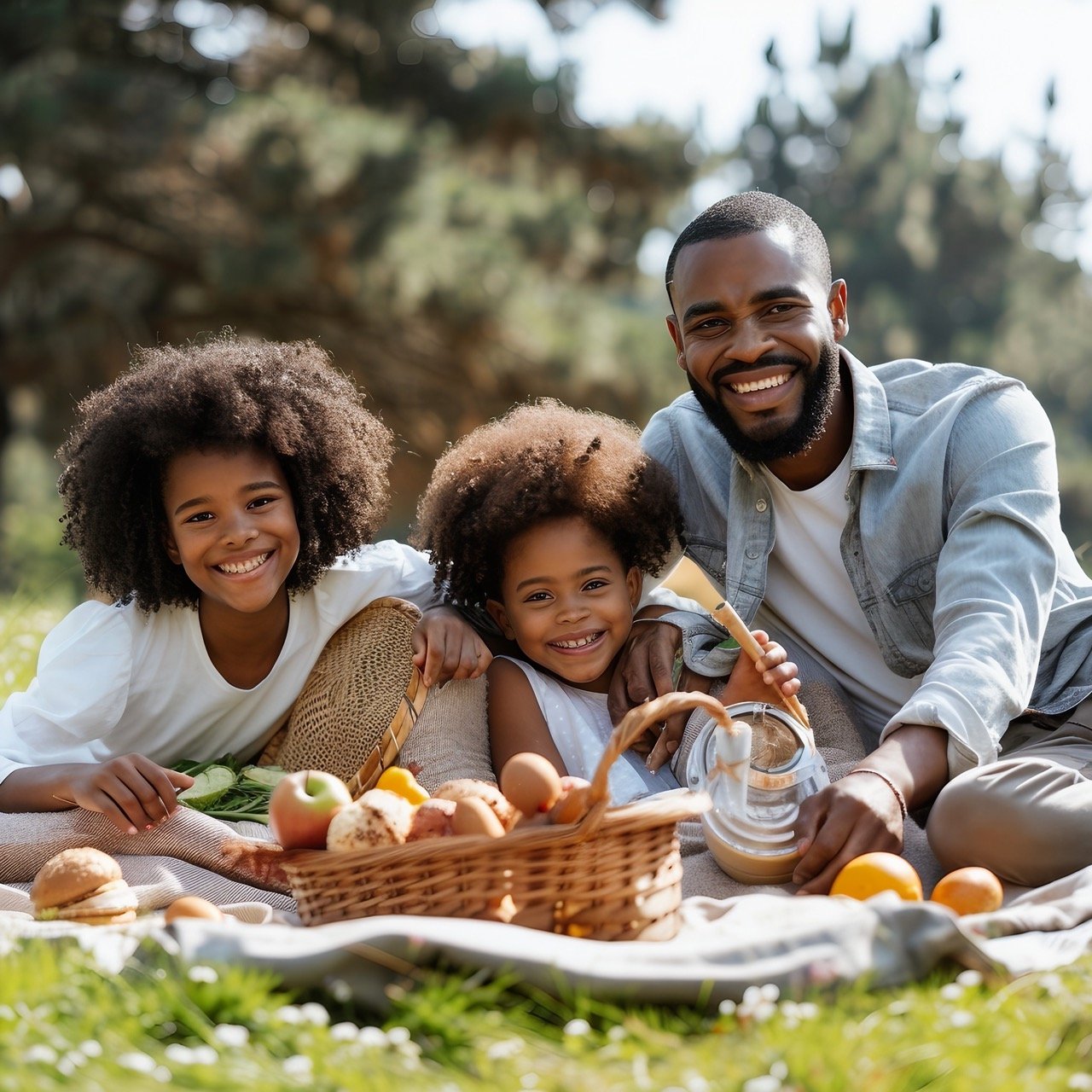 Suburban Bliss Family Enjoying Picnic – Heartwarming Stock Image