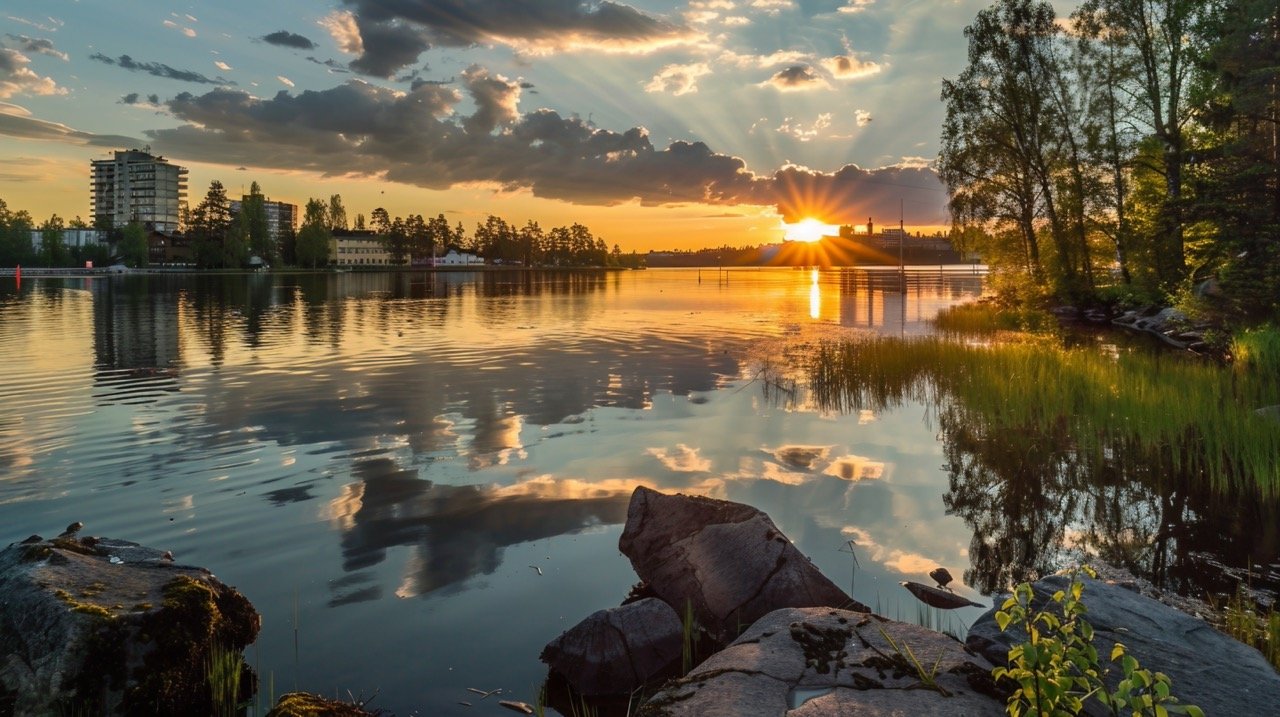 Tampere Midnight Sun – Stock Photo of Night Sky with Bright Light