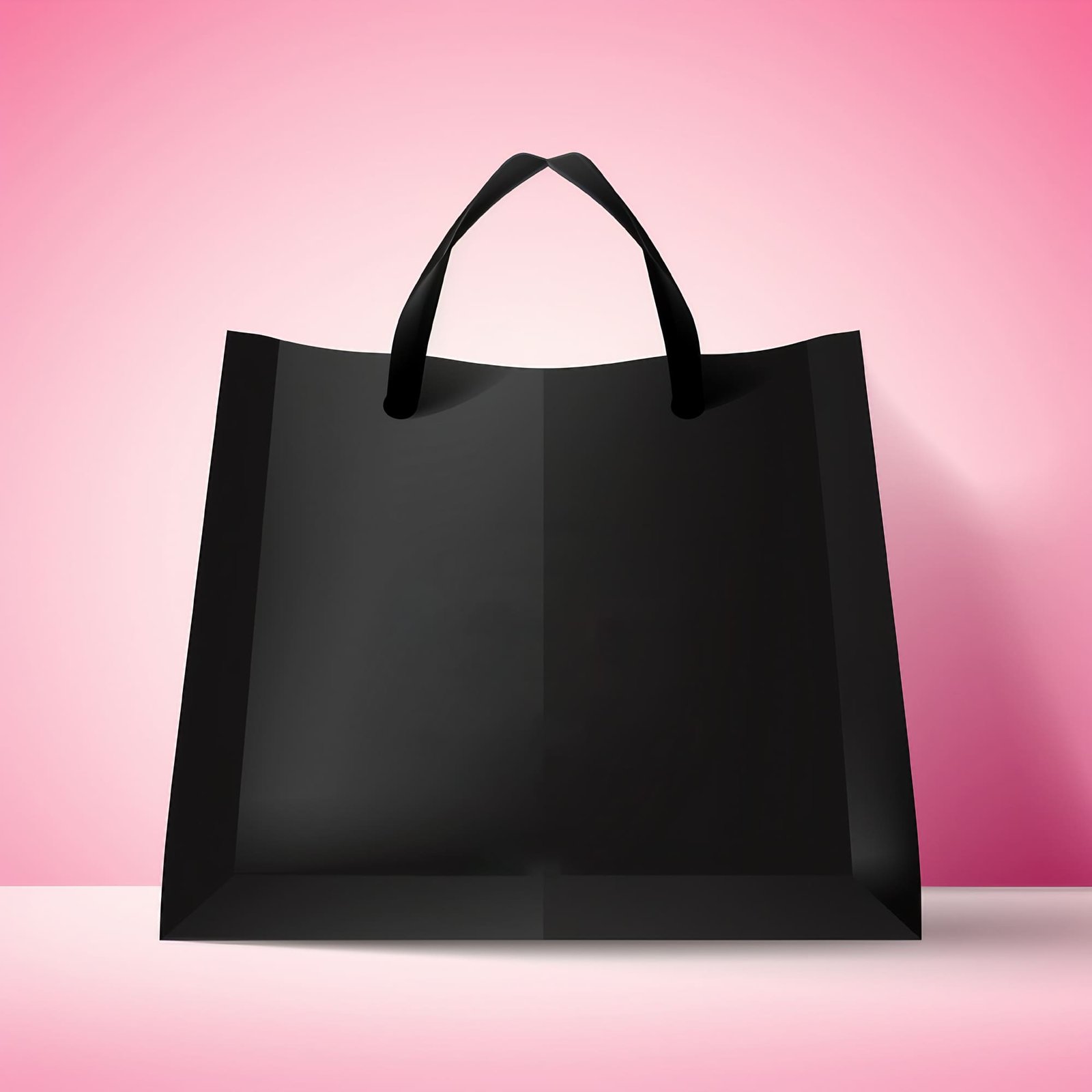 The Black Friday sale banner template illustration showcases a black shopping bag on a vibrant pink background