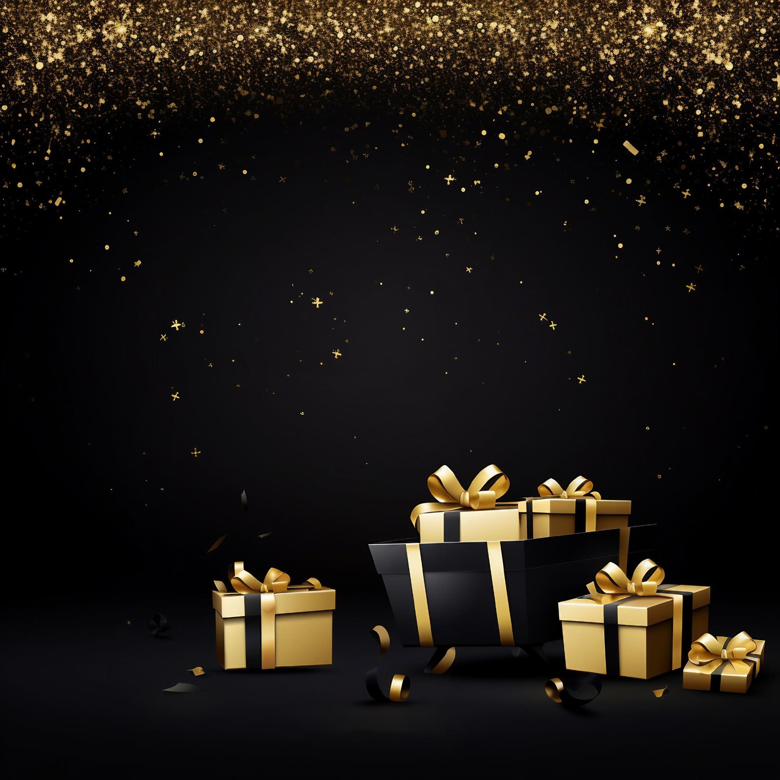 The stock illustration showcases a Black Friday sale promotion banner, elegantly complemented by the radiant allure of golden glitter