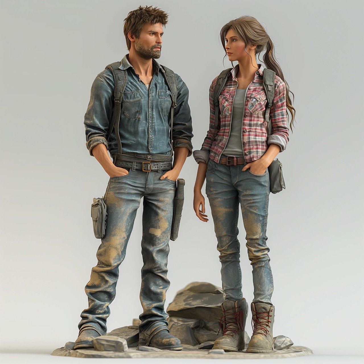 3D Man and Woman Couple – Human Figures in 3D, Individual Male and Female Characters