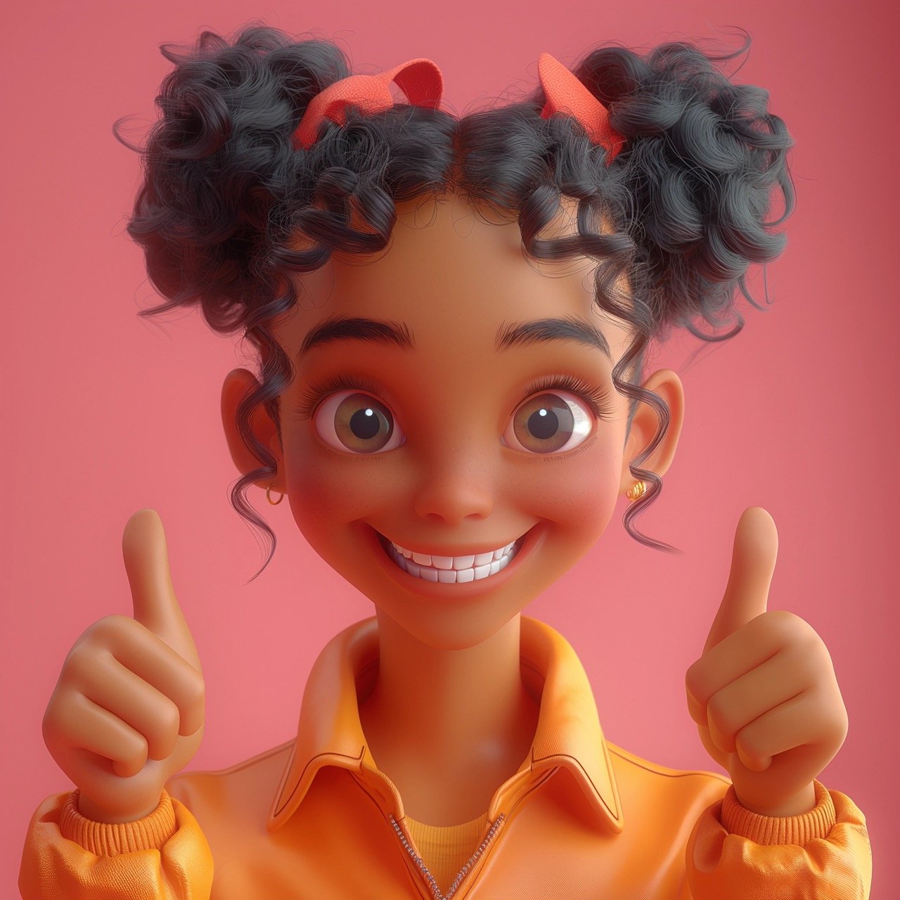 3D Rendering of African American Woman with Thumbs Up – Positive Hand Gesture, Good Job, Respect