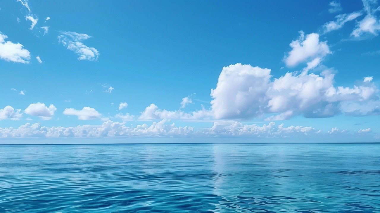 Beautiful Blue Ocean and Sky View | HD Nature, Water, and Horizon Images for Scenic Wallpapers