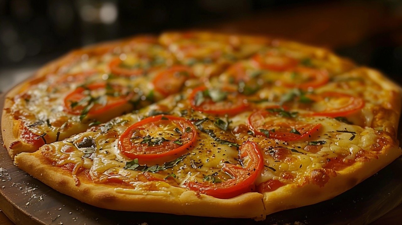 Cheese Pizza Topped with Red Pepper