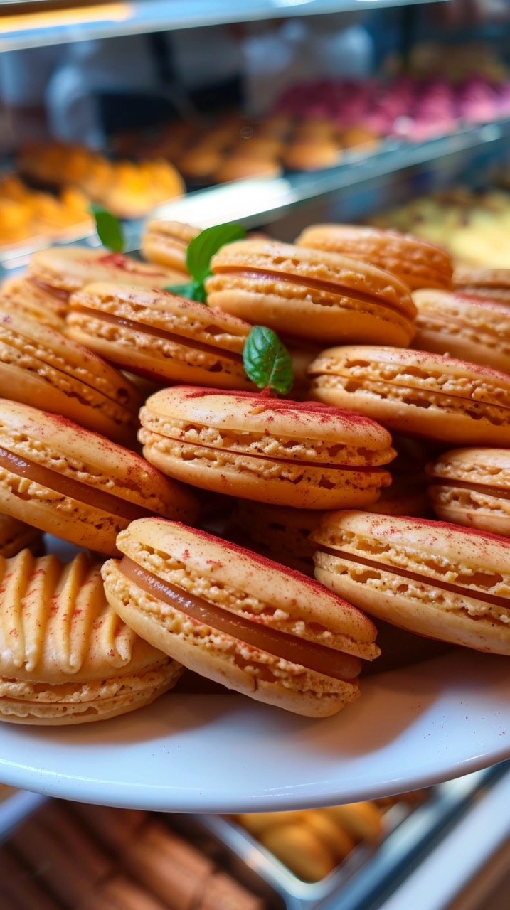 Colorful Macaron Close-Up Photo Detailed Shot of Elegant French Pastry in Vibrant Colors