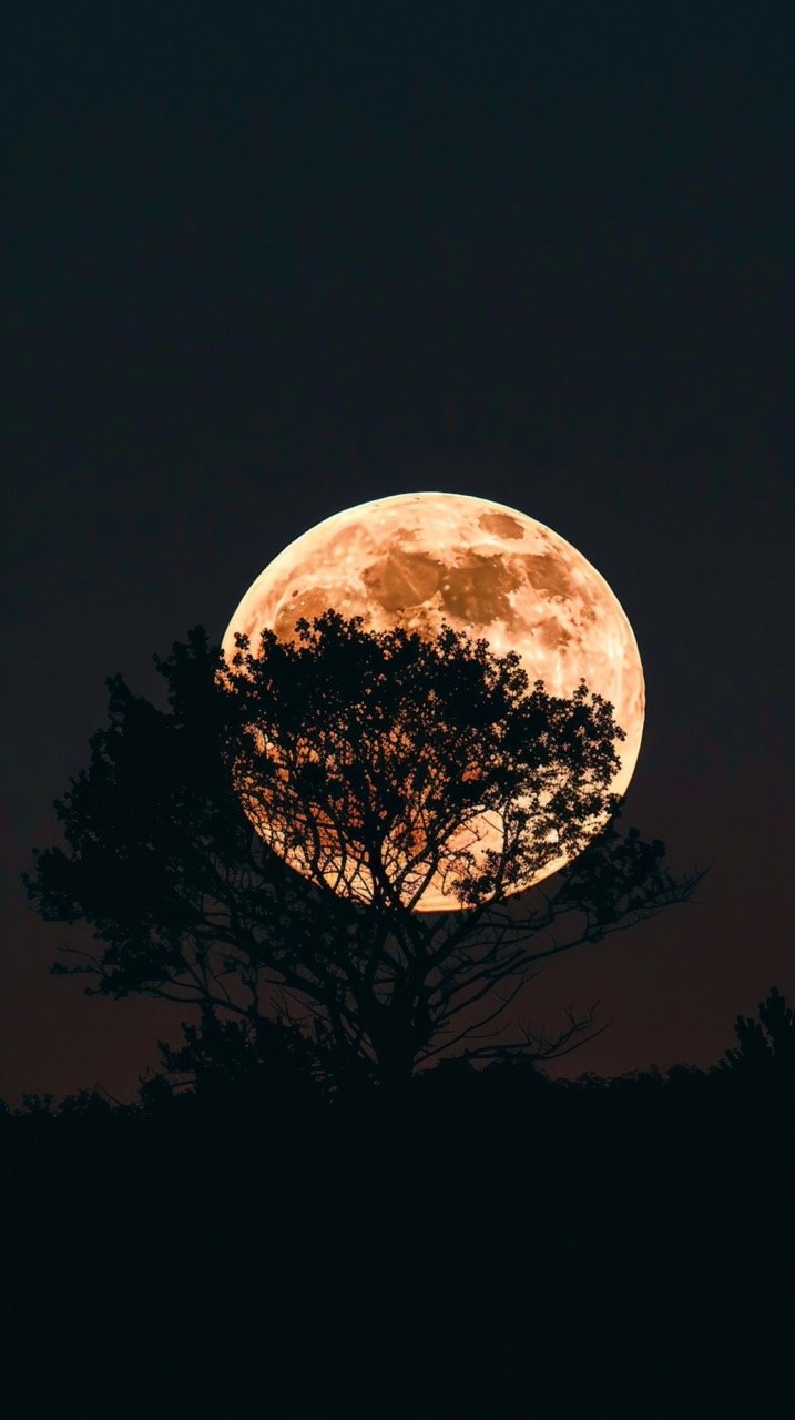 Enchanted Full Moon Night – Tree Silhouettes, Nature, and Halloween HD Wallpapers