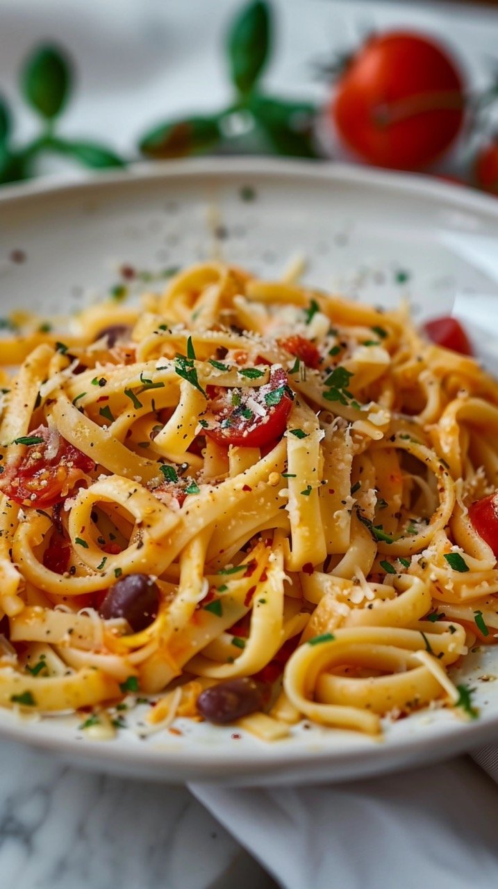 Focused Photo of Pasta on White Plate for Italian Cuisine Photography